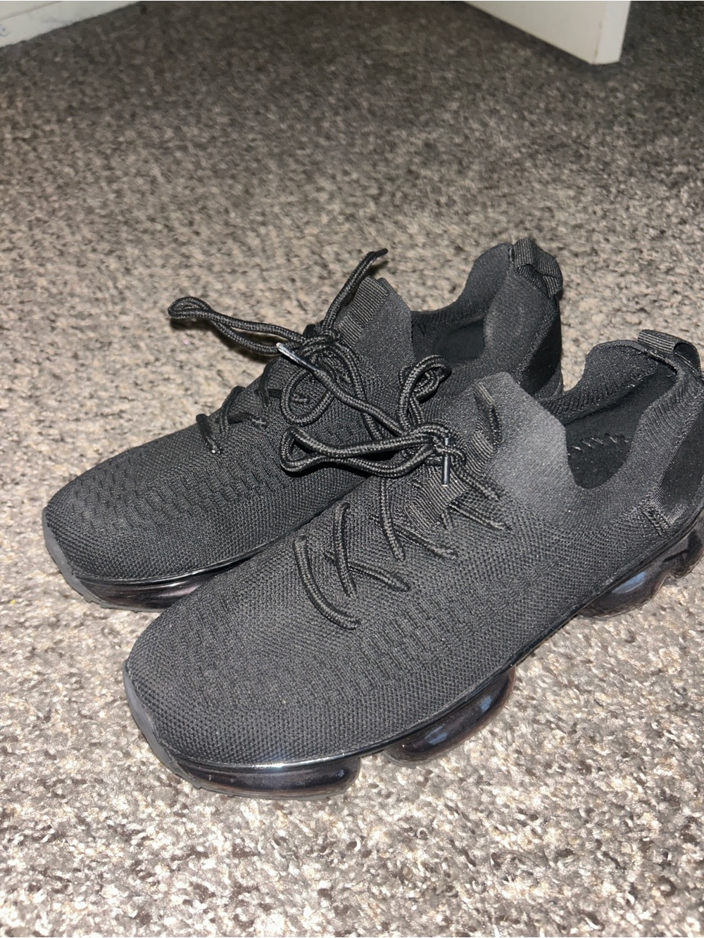 All-Black Knit Athletic Sneakers